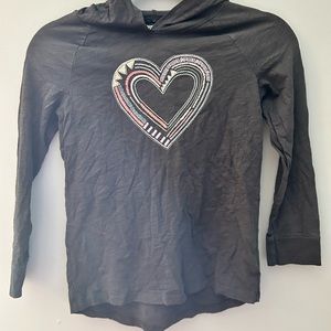 Gray, long sleeve shirt with hoodie